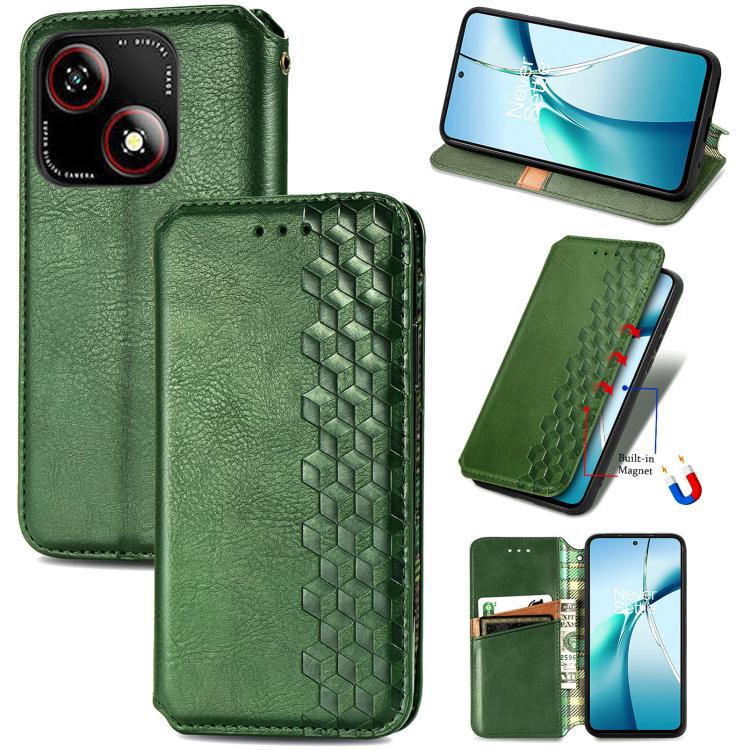 Cubic Grid Pressed Magnetic Leather Phone Case, For ZTE Blade A35e 4G, For ZTE Nubia S 5G, For ZTE Blade A75 4G, For ZTE Blade A34