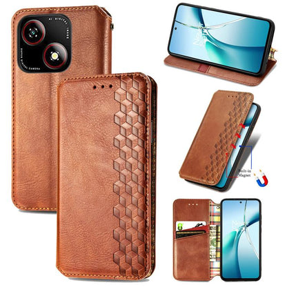 Cubic Grid Pressed Magnetic Leather Phone Case, For ZTE Blade A35e 4G, For ZTE Nubia S 5G, For ZTE Blade A75 4G, For ZTE Blade A34