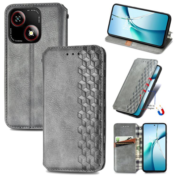 Cubic Grid Pressed Magnetic Leather Phone Case, For ZTE Blade A35e 4G, For ZTE Nubia S 5G, For ZTE Blade A75 4G, For ZTE Blade A34