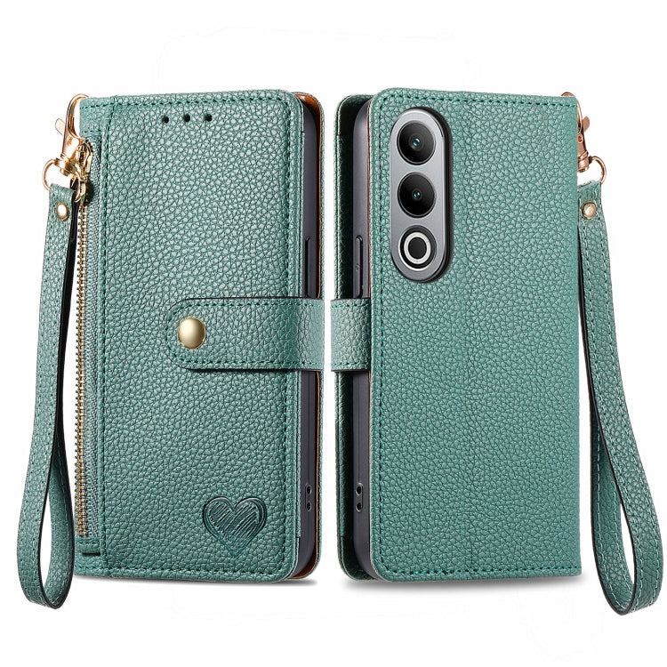 Love Zipper Lanyard Leather Phone Case