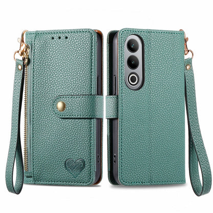 Love Zipper Lanyard Leather Phone Case