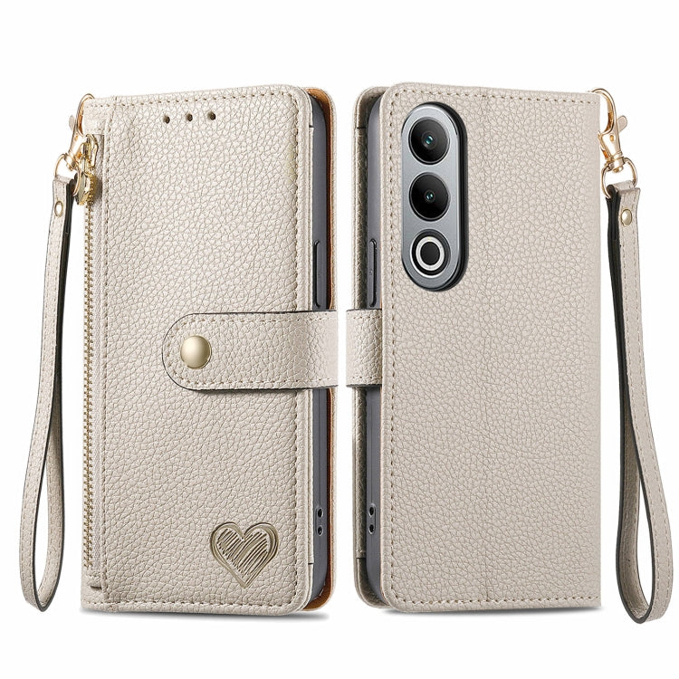Love Zipper Lanyard Leather Phone Case
