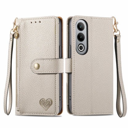 Love Zipper Lanyard Leather Phone Case