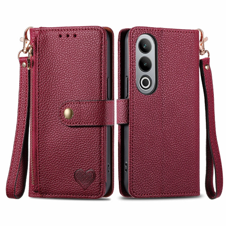 Love Zipper Lanyard Leather Phone Case