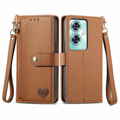 Love Zipper Lanyard Leather Phone Case
