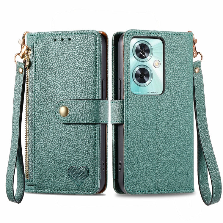 Love Zipper Lanyard Leather Phone Case