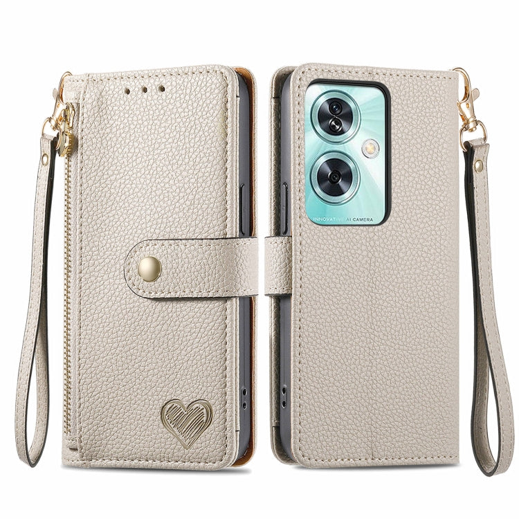 Love Zipper Lanyard Leather Phone Case