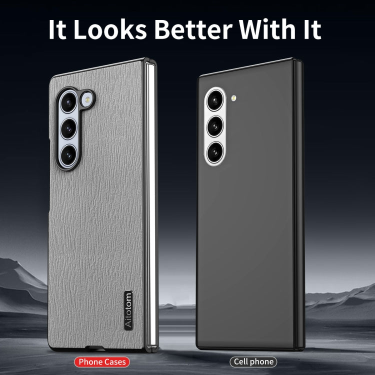 Tree Bark Leather Shockproof Phone Case, For Samsung Galaxy Z Fold6 5G