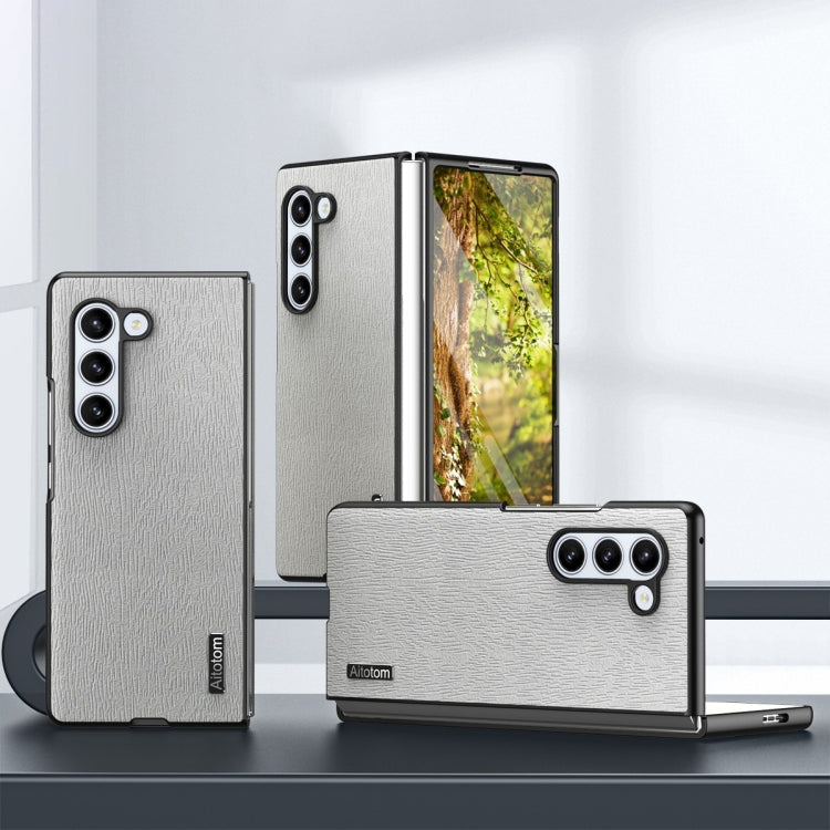 Tree Bark Leather Shockproof Phone Case, For Samsung Galaxy Z Fold6 5G