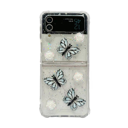 Three-dimensional Butterfly Glitter TPU  Phone Case, For Samsung Galaxy Z Flip6 / Flip7 FE, For Samsung Galaxy Z Flip5, For Samsung Galaxy Z Flip4, For Samsung Galaxy Z Flip3