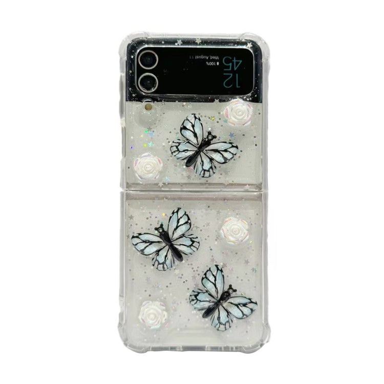 Three-dimensional Butterfly Glitter TPU  Phone Case, For Samsung Galaxy Z Flip6 / Flip7 FE, For Samsung Galaxy Z Flip5, For Samsung Galaxy Z Flip4, For Samsung Galaxy Z Flip3