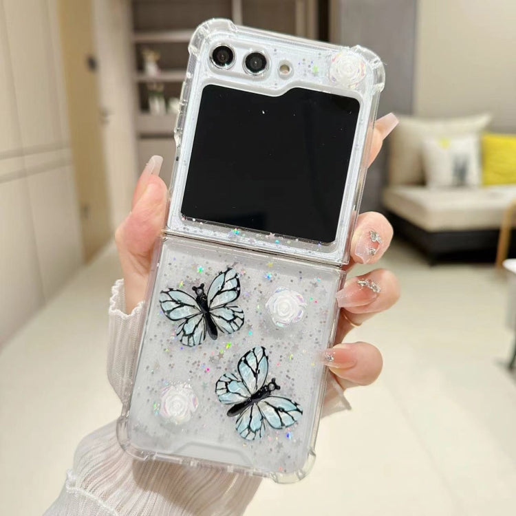 Three-dimensional Butterfly Glitter TPU  Phone Case, For Samsung Galaxy Z Flip6 / Flip7 FE, For Samsung Galaxy Z Flip5, For Samsung Galaxy Z Flip4, For Samsung Galaxy Z Flip3