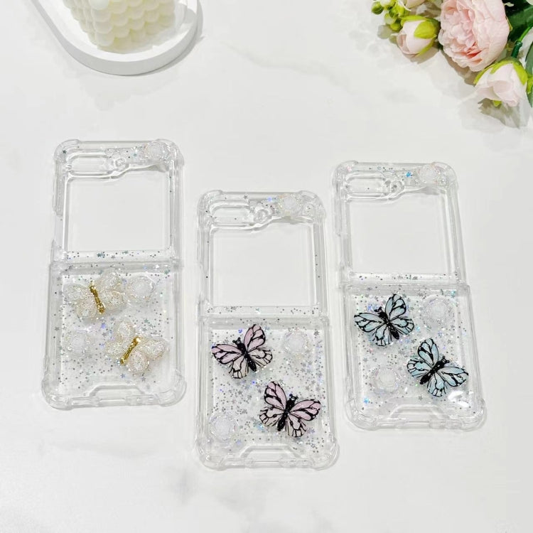 Three-dimensional Butterfly Glitter TPU  Phone Case, For Samsung Galaxy Z Flip6 / Flip7 FE, For Samsung Galaxy Z Flip5, For Samsung Galaxy Z Flip4, For Samsung Galaxy Z Flip3
