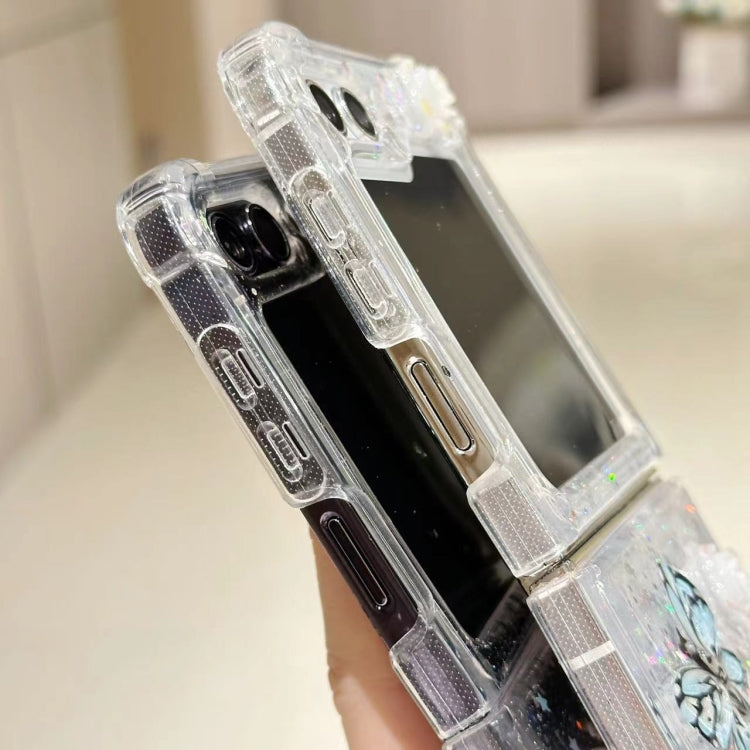 Three-dimensional Butterfly Glitter TPU  Phone Case, For Samsung Galaxy Z Flip6 / Flip7 FE, For Samsung Galaxy Z Flip5, For Samsung Galaxy Z Flip4, For Samsung Galaxy Z Flip3