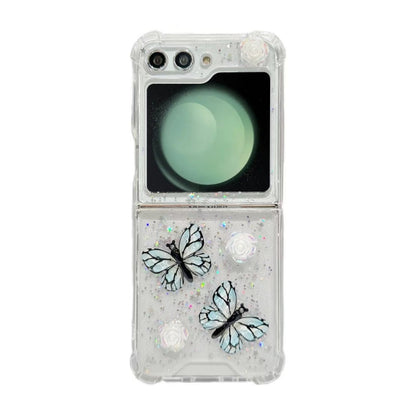 Three-dimensional Butterfly Glitter TPU  Phone Case, For Samsung Galaxy Z Flip6 / Flip7 FE, For Samsung Galaxy Z Flip5, For Samsung Galaxy Z Flip4, For Samsung Galaxy Z Flip3