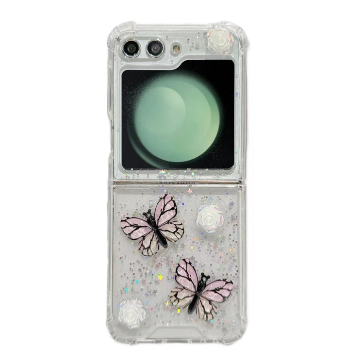 Three-dimensional Butterfly Glitter TPU  Phone Case, For Samsung Galaxy Z Flip6 / Flip7 FE, For Samsung Galaxy Z Flip5, For Samsung Galaxy Z Flip4, For Samsung Galaxy Z Flip3