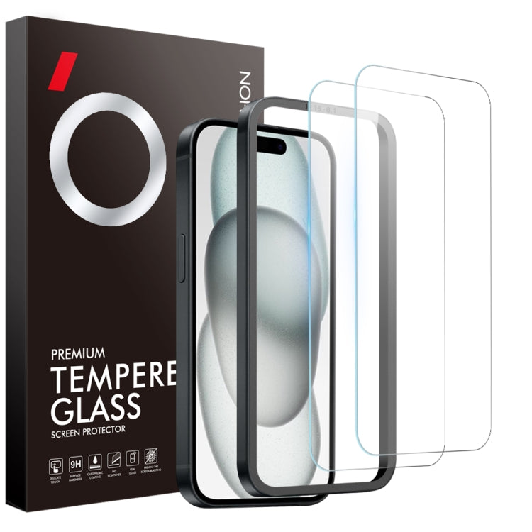 NORTHJO 2pcs A++ Screen Protector Tempered Glass Film with Installation Frame, For iPhone 16 Pro Max, For iPhone 16 Pro, For iPhone 16 Plus, For iPhone 16, For iPhone 15 Pro Max, For iPhone 15 Pro, For iPhone 15 Plus, For iPhone 15, For iPhone 14 Plus�...