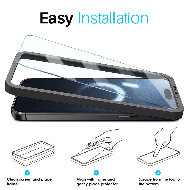 NORTHJO 2pcs A++ Screen Protector Tempered Glass Film with Installation Frame, For iPhone 16 Pro Max, For iPhone 16 Pro, For iPhone 16 Plus, For iPhone 16, For iPhone 15 Pro Max, For iPhone 15 Pro, For iPhone 15 Plus, For iPhone 15, For iPhone 14 Plus ...