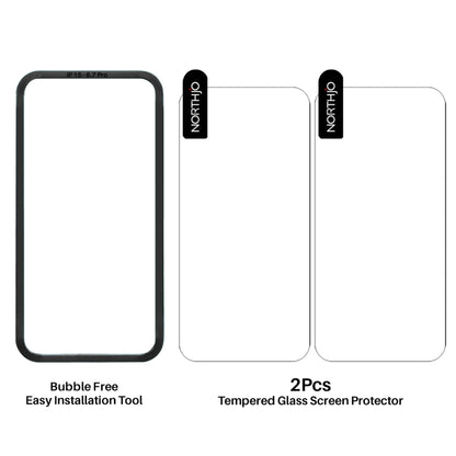 NORTHJO 2pcs A++ Screen Protector Tempered Glass Film with Installation Frame, For iPhone 16 Pro Max, For iPhone 16 Pro, For iPhone 16 Plus, For iPhone 16, For iPhone 15 Pro Max, For iPhone 15 Pro, For iPhone 15 Plus, For iPhone 15, For iPhone 14 Plus ...