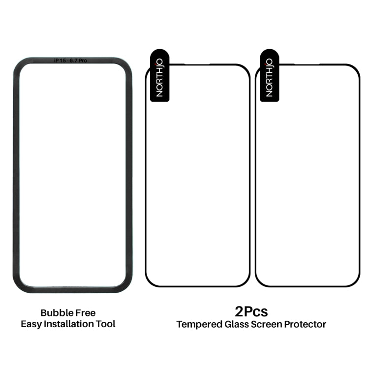 NORTHJO 2pcs A++ Tempered Glass Film with Installation Frame, For iPhone 16 Pro Max, For iPhone 16 Pro, For iPhone 16 Plus, For iPhone 16, For iPhone 15 Pro Max, For iPhone 15 Pro, For iPhone 15 Plus, For iPhone 15, For iPhone 14 Plus, For iPhone 14���...