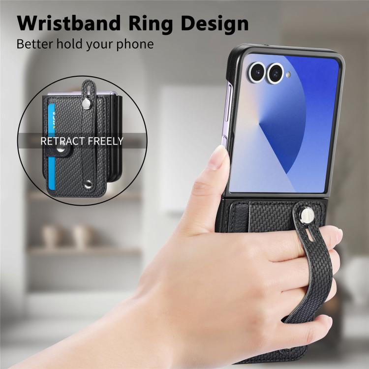 Wristband Kickstand Card Wallet Back Cover Phone Case, For Samsung Galaxy Z Flip7 5G, For Samsung Galaxy Z Flip6 / Flip7 FE, For Samsung Galaxy Z Fold6