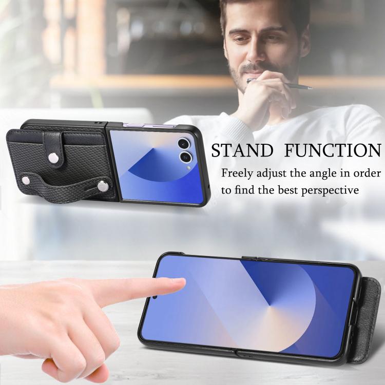 Wristband Kickstand Card Wallet Back Cover Phone Case, For Galaxy Z Flip8 5G, For Galaxy Z Flip7 5G, For Galaxy Z Flip6, For Galaxy Z Fold6