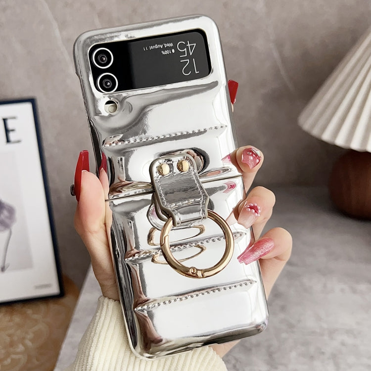 Laser Aurora Ring Down Jacket Shockproof Phone Case, For Samsung Galaxy Z flip5, For Samsung Galaxy Z flip4, For Samsung Galaxy Z flip3