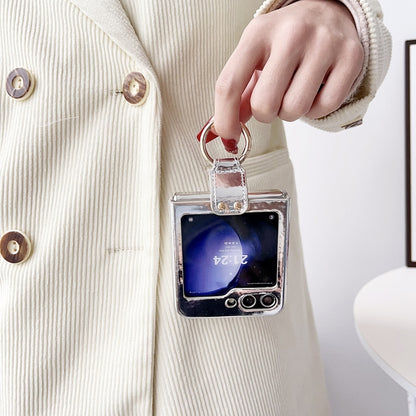 Laser Aurora Ring Down Jacket Shockproof Phone Case, For Samsung Galaxy Z flip5, For Samsung Galaxy Z flip4, For Samsung Galaxy Z flip3