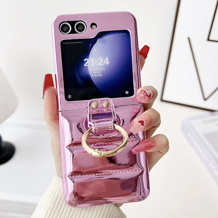 Laser Aurora Ring Down Jacket Shockproof Phone Case, For Samsung Galaxy Z flip5, For Samsung Galaxy Z flip4, For Samsung Galaxy Z flip3