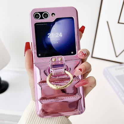 Laser Aurora Ring Down Jacket Shockproof Phone Case, For Samsung Galaxy Z flip5, For Samsung Galaxy Z flip4, For Samsung Galaxy Z flip3