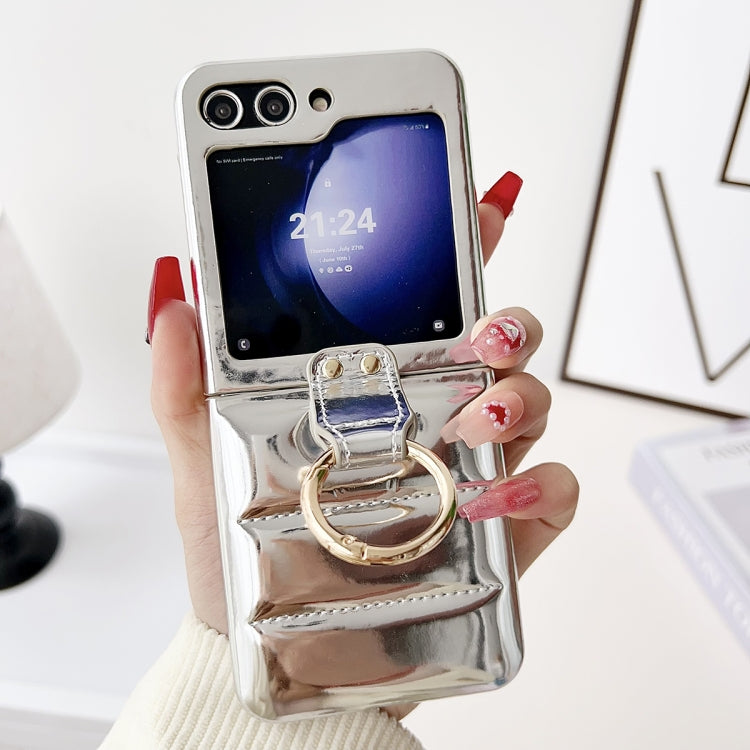 Laser Aurora Ring Down Jacket Shockproof Phone Case, For Samsung Galaxy Z flip5, For Samsung Galaxy Z flip4, For Samsung Galaxy Z flip3