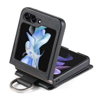 Litchi Texture Leather Ring Wallet Phone Case, For Galaxy Z Flip5