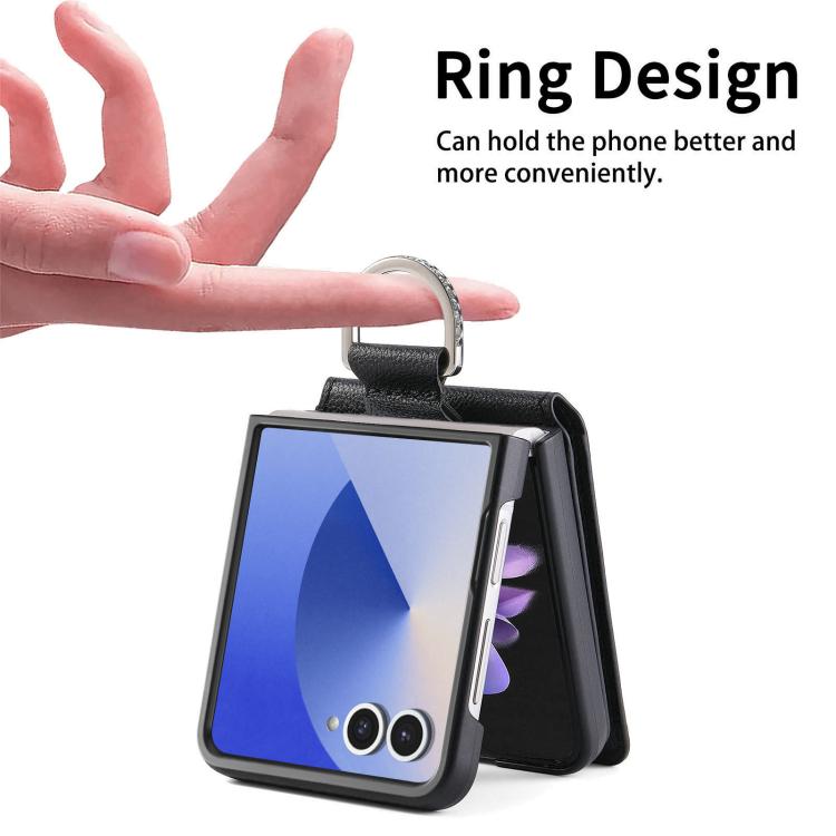 Litchi Texture Leather Ring Wallet Phone Case, For Samsung Galaxy Z Flip7 5G, For Samsung Galaxy Z Flip6 / Flip7 FE, For Samsung Galaxy Z Flip5