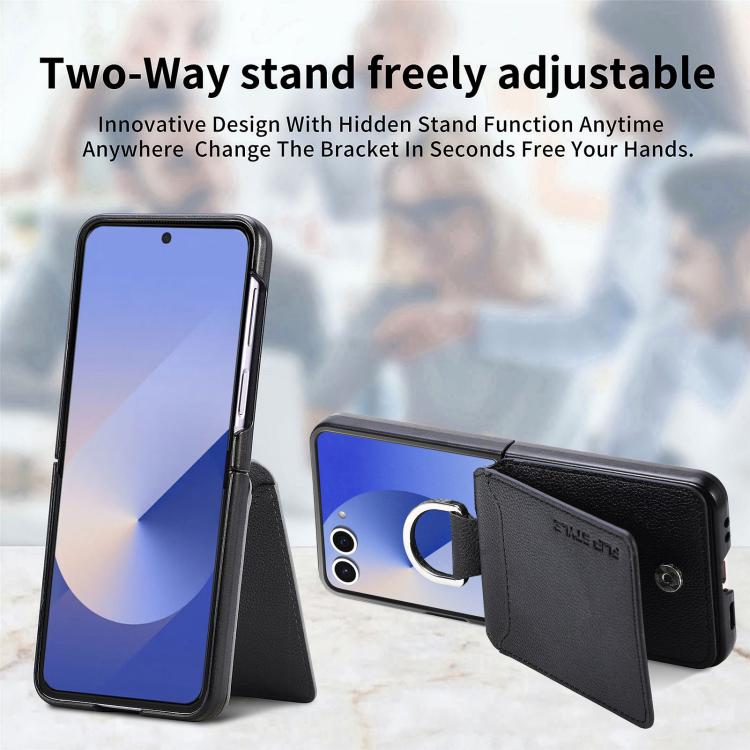 Litchi Texture Leather Ring Wallet Phone Case, For Samsung Galaxy Z Flip7 5G, For Samsung Galaxy Z Flip6 / Flip7 FE, For Samsung Galaxy Z Flip5