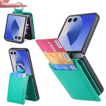 Litchi Texture Leather Ring Wallet Phone Case, For Samsung Galaxy Z Flip7 5G, For Samsung Galaxy Z Flip6 / Flip7 FE, For Samsung Galaxy Z Flip5
