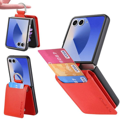 Litchi Texture Leather Ring Wallet Phone Case, For Galaxy Z Flip8 5G, For Galaxy Z Flip7 5G, For Galaxy Z Flip6