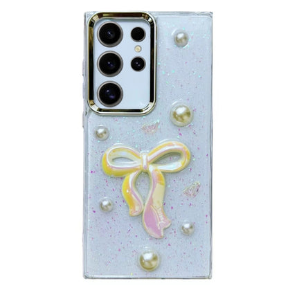 Three-dimensional Bow Pearl Love Flower TPU  Phone Case