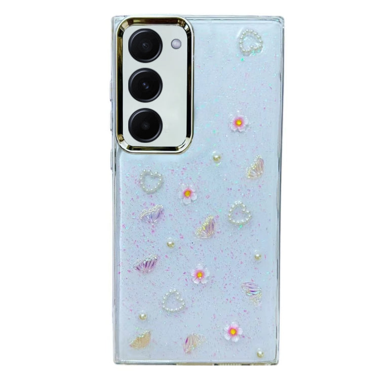 Three-dimensional Bow Pearl Love Flower TPU  Phone Case