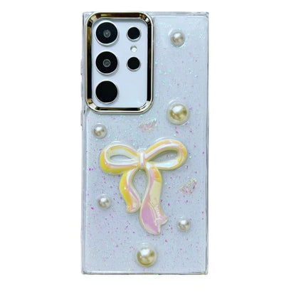 Three-dimensional Bow Pearl Love Flower TPU  Phone Case, For Samsung Galaxy S25 Ultra 5G, For Samsung Galaxy A16 5G, For Samsung Galaxy S24 FE 5G, For Samsung Galaxy A55, For Samsung Galaxy A35, For Samsung Galaxy S24 Ultra 5G, For Samsung Galaxy S24+ ...