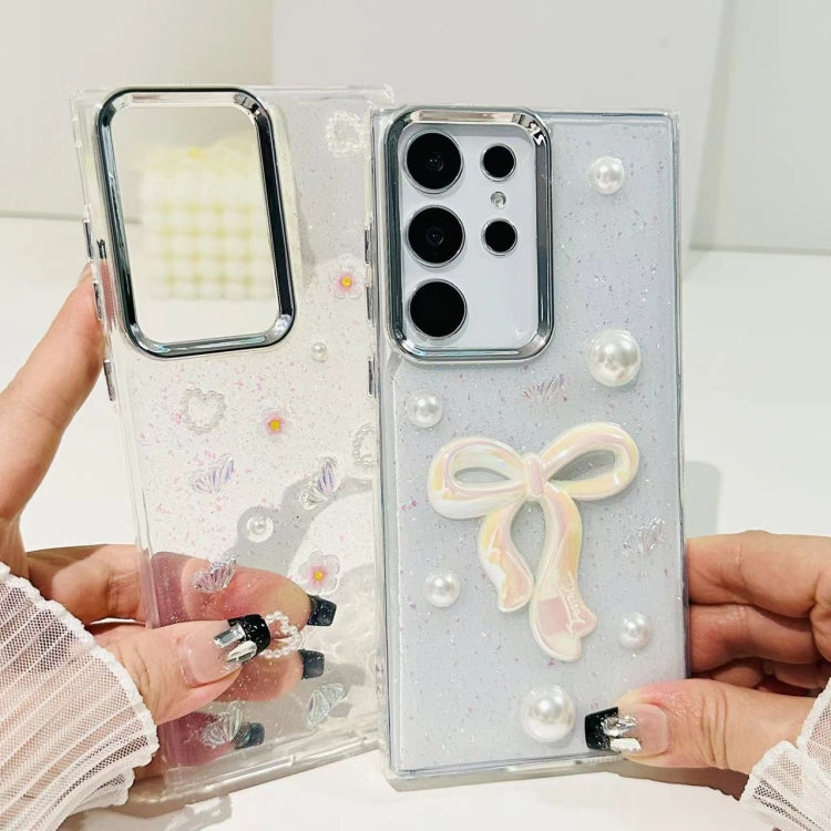 Three-dimensional Bow Pearl Love Flower TPU  Phone Case, For Samsung Galaxy S23+ 5G, For Samsung Galaxy S23 5G