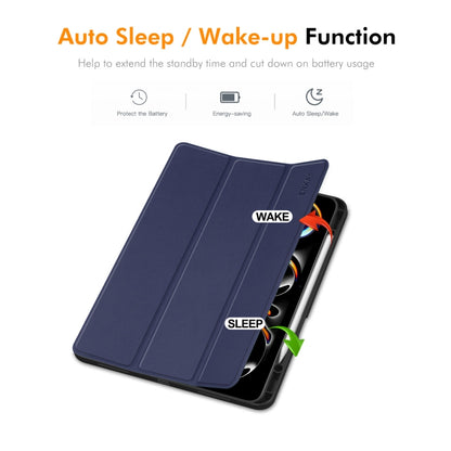 ENKAY Tri-fold Custer Texture TPU Leather Smart Tablet Case with Pen Slot