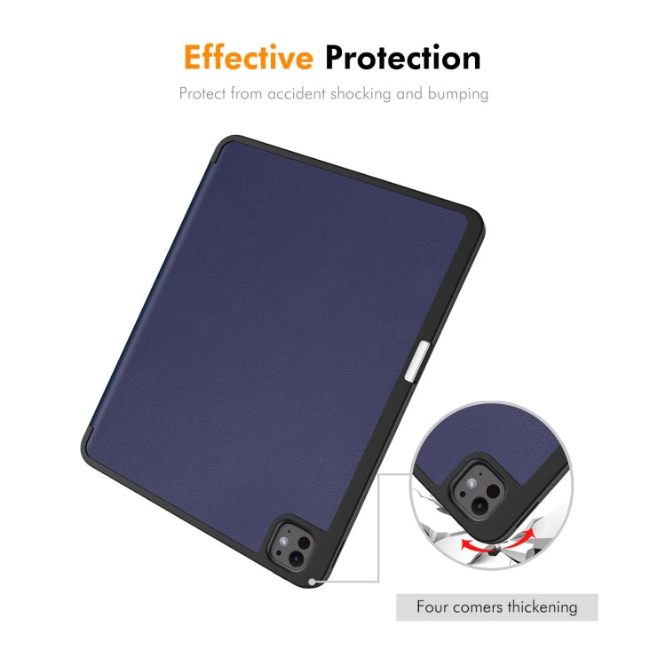 ENKAY Tri-fold Custer Texture TPU Leather Smart Tablet Case with Pen Slot