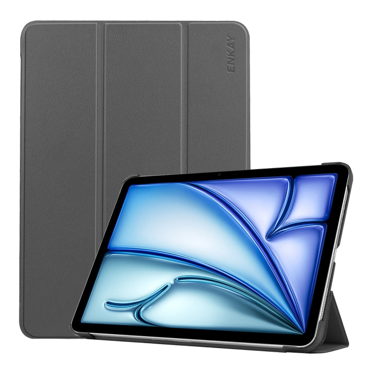 ENKAY Tri-fold Custer Texture Plastic Leather Smart Tablet Case, For iPad Air 13 2025 / 2024