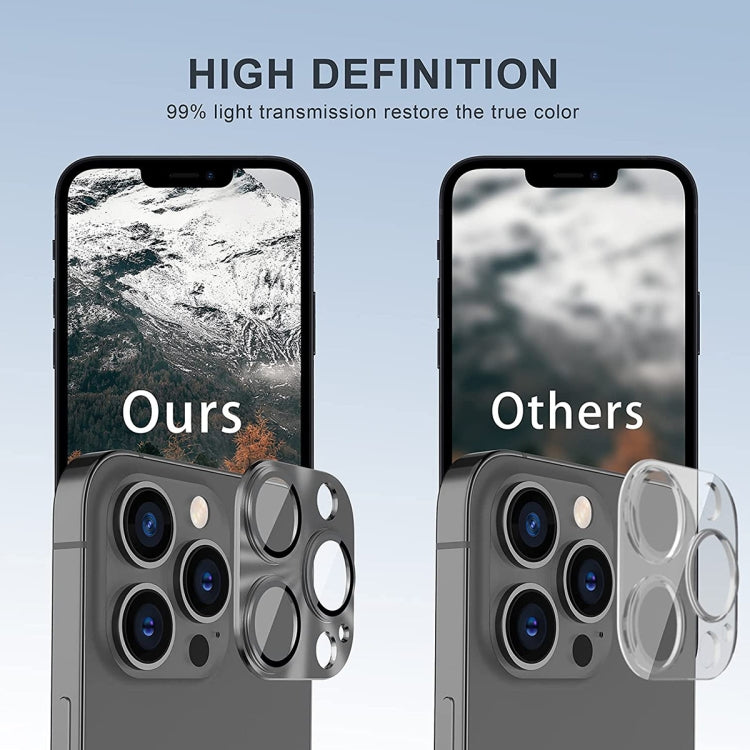 ENKAY Aluminium Alloy Tempered Glass Lens Cover Film, For iPhone 16 Pro / 16 Pro Max