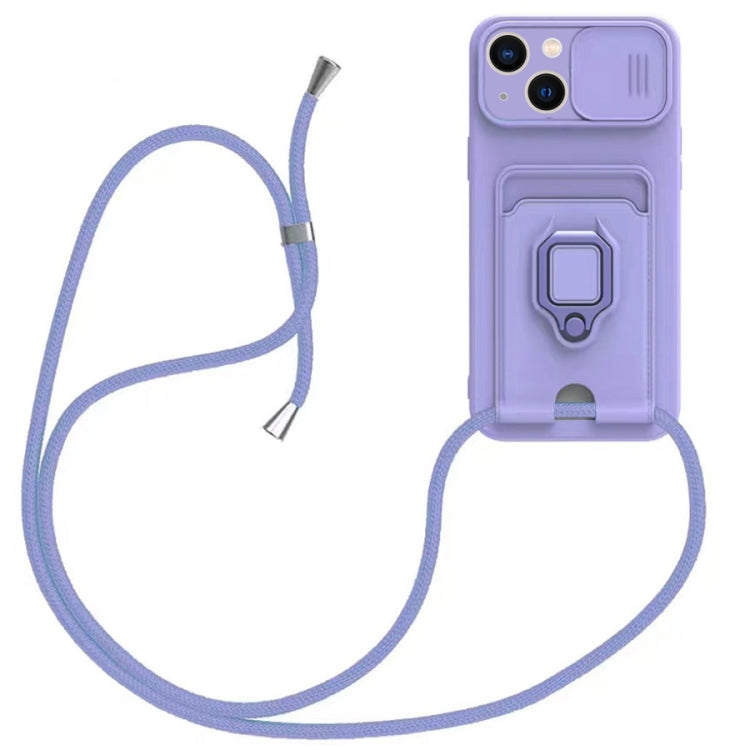 Sliding Camshield Magnetic Card Holder Silicone Phone Case with Lanyard, For iPhone 13, For iPhone 12, For iPhone 12 Pro Max, For iPhone 12 Pro