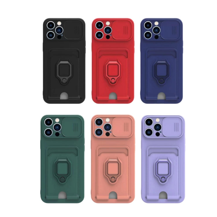 Sliding Camshield Magnetic Card Holder Silicone Phone Case with Lanyard, For iPhone 14 Pro Max, For iPhone 7 / 8 / SE 2022, For iPhone 13 Pro Max, For iPhone 13 Pro