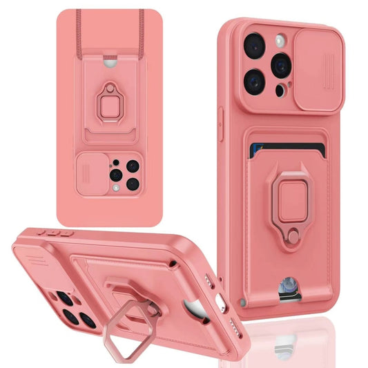 Sliding Camshield Magnetic Card Holder Silicone Phone Case, For iPhone 15 Pro Max, For iPhone 15 Pro, For iPhone 15 Plus, For iPhone 15