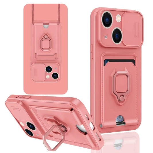 Sliding Camshield Magnetic Card Holder Silicone Phone Case, For iPhone 14 Plus, For iPhone 14, For iPhone 14 Pro, For iPhone 14 Pro Max