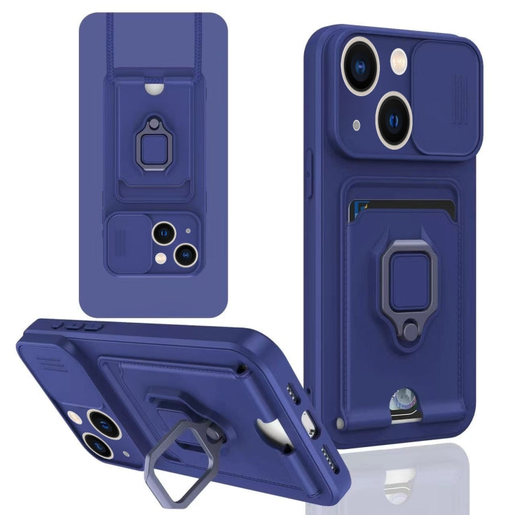 Sliding Camshield Magnetic Card Holder Silicone Phone Case, For iPhone 15, For iPhone 14 Plus, For iPhone 14, For iPhone 14 Pro