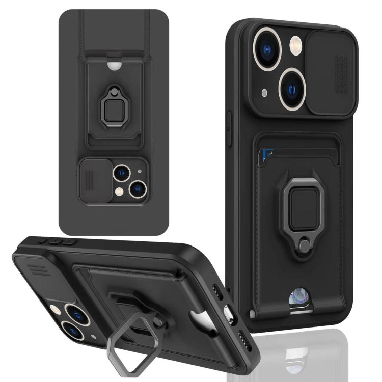 Sliding Camshield Magnetic Card Holder Silicone Phone Case, For iPhone 15, For iPhone 14 Plus, For iPhone 14, For iPhone 14 Pro